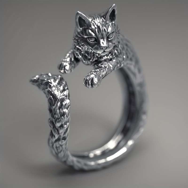 Funky Mixed Cartoon Animals Dog Cat Shaped Ring Alloy Jewelry Accessories